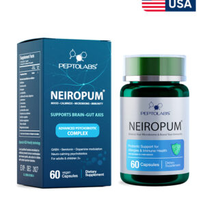 Neiropum PEPTOLABS 60 капсул оригінальний психобіотичний комплекс для підтримки осі кишечник-мозок у синій коробці та зеленій банці